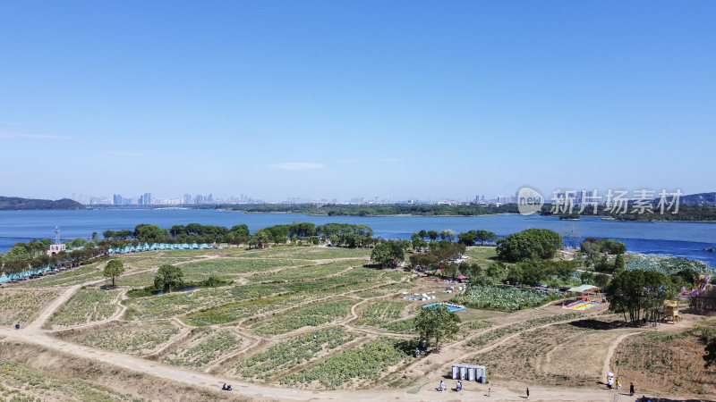 武汉洪山区吹笛景区航拍