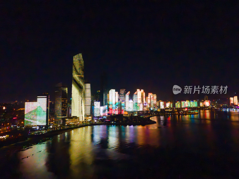 青岛第三海水浴场城市夜景灯光秀风光