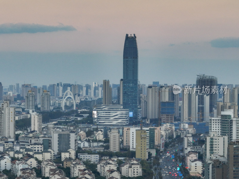 航拍昆山城区建筑风光大景