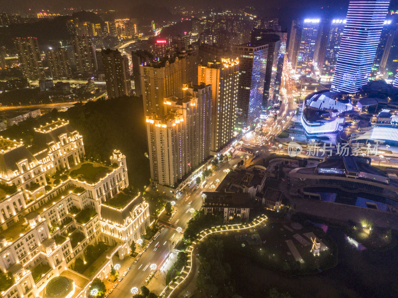 贵州贵阳城市夜景航拍