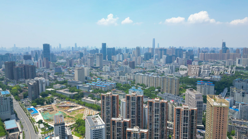 航拍湖北武汉武昌区城市建设