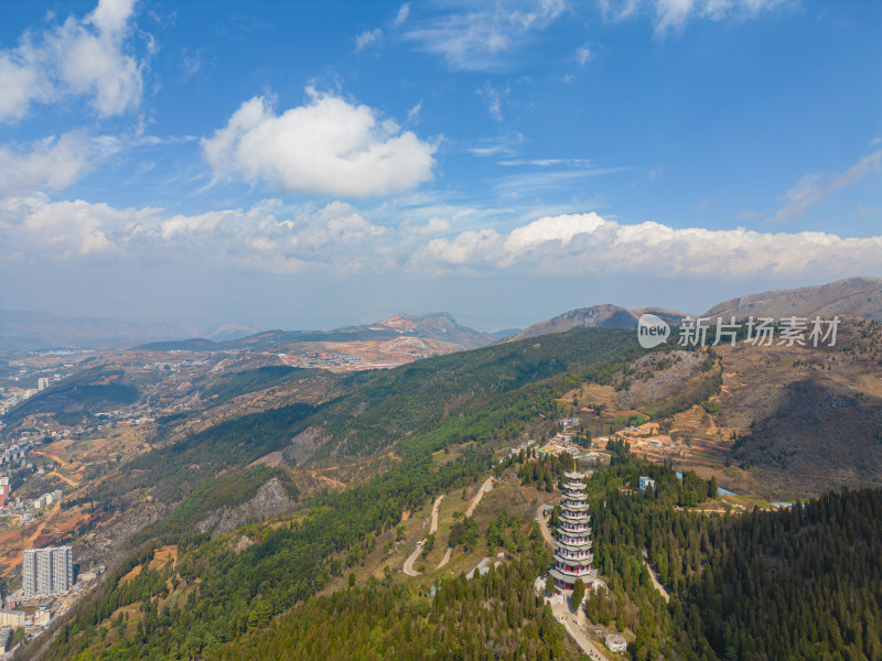 航拍云南个旧老阴山景区