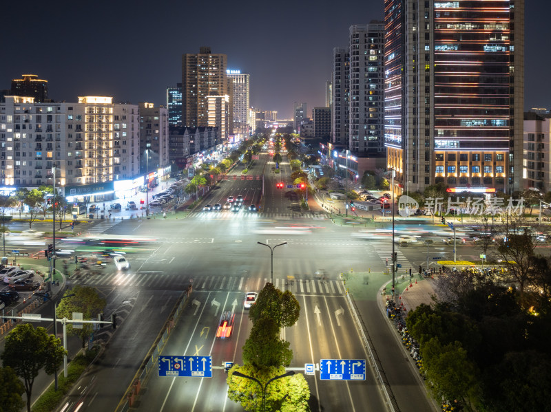 宁波鄞州都市夜景的流光溢彩