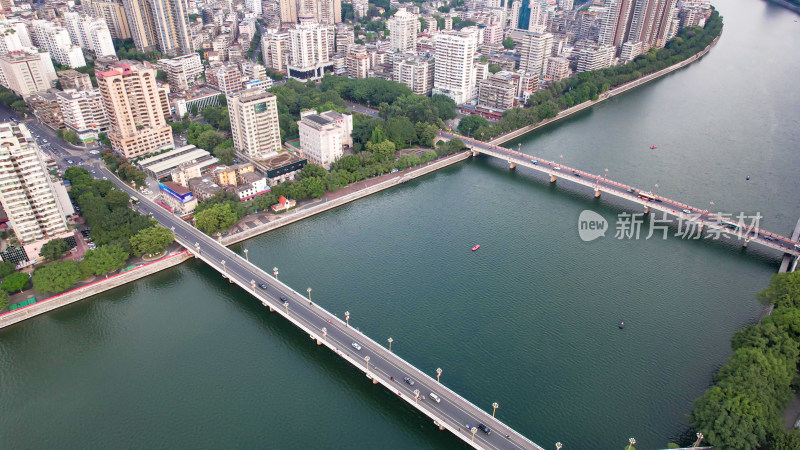 广东韶关城市风光两岸建筑航拍