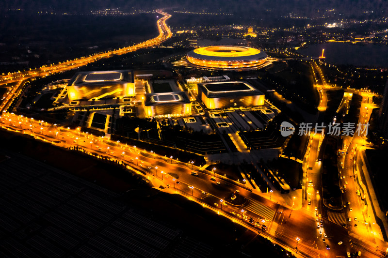 成都东安湖夜景航拍