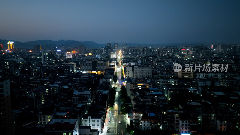 河源夜景航拍河源市夜晚城市建筑风光延时