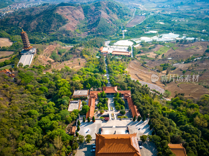 云南红河州弥勒市锦屏山4a景区航拍摄影图