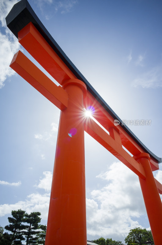 日本京都伏见稻荷大社正门鸟居特写