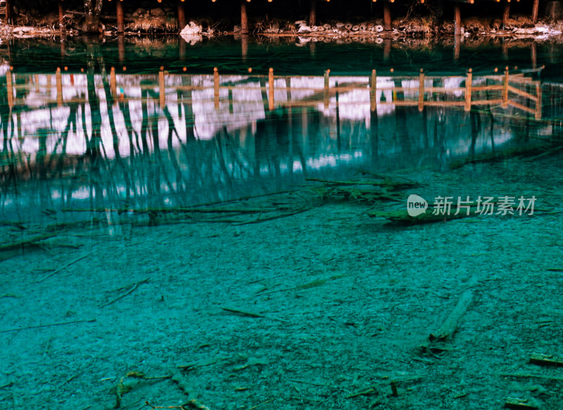 川西九寨沟冬季雪山碧蓝海子唯美