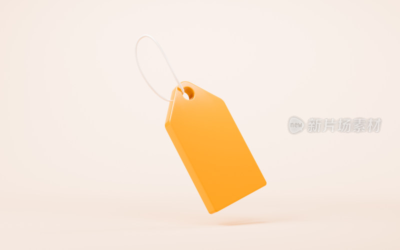 橙色空白标签3D渲染