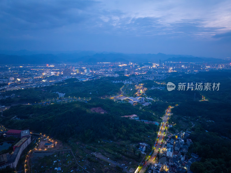 航拍浙江省台州市天台县城市风光