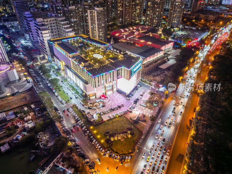 海南三亚迎宾路日落晚霞璀璨自贸港城市夜景