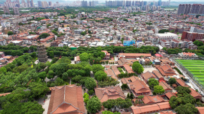 福建泉州古城开元寺古西街钟楼中山路航拍