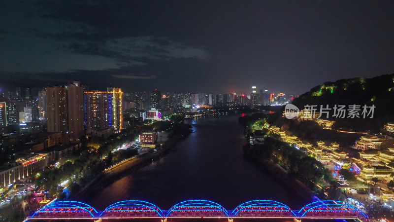 甘肃兰州中山桥夜景