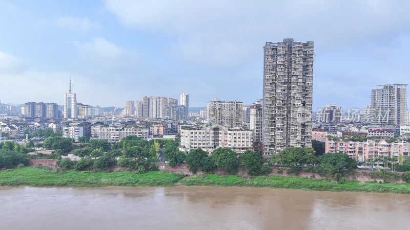 航拍四川乐山建设乐山城市风光摄影图