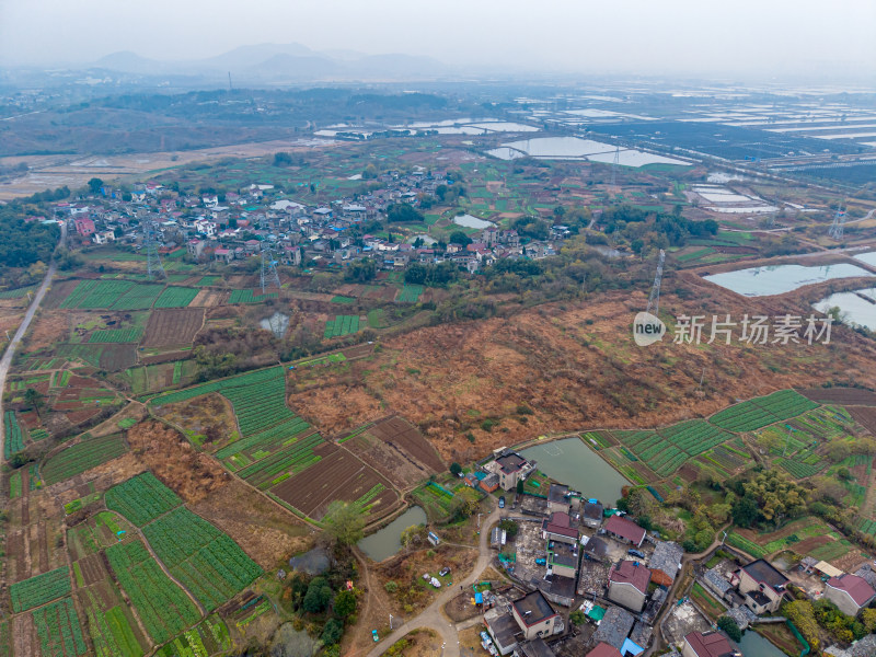 乡村田园风光俯瞰景象