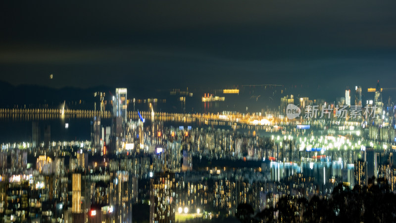 城市夜景鸟瞰全景