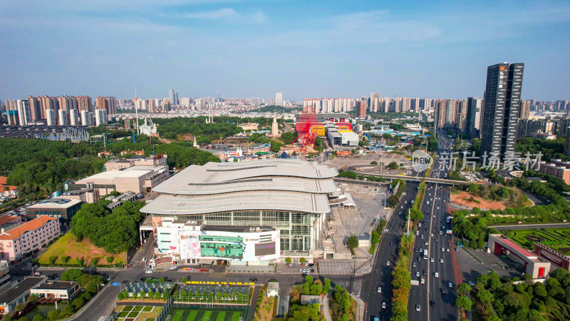 航拍湖南长沙城市建设城市风光