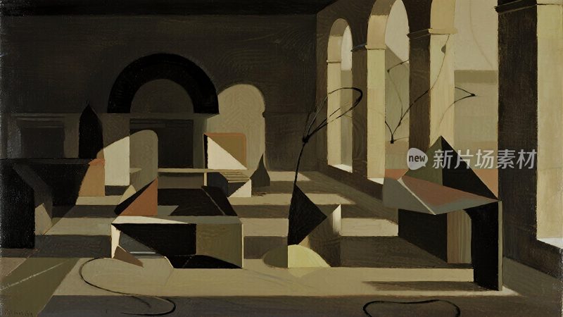 室内几何抽象艺术场景