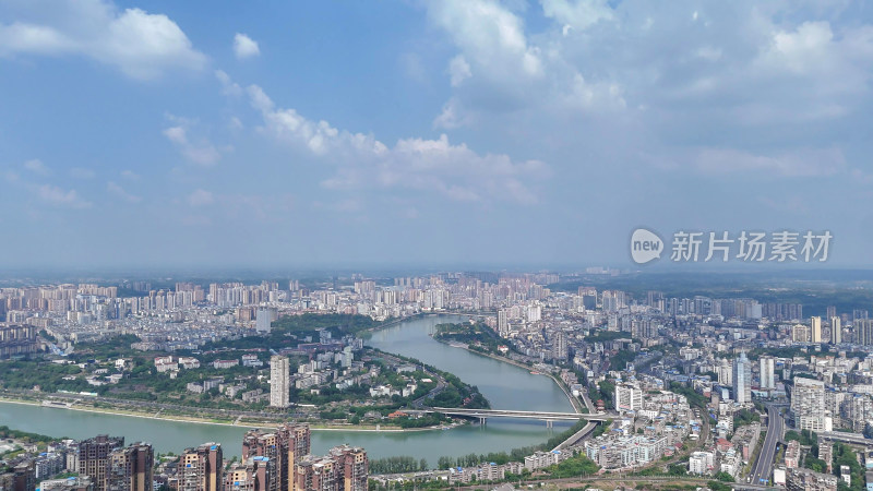 航拍四川内江大景内江城市建设