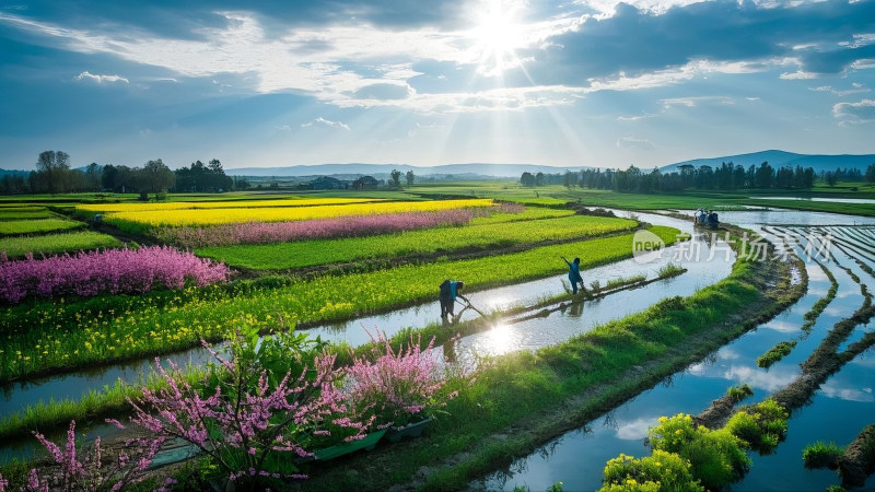 春暖花开美丽乡村 大场景