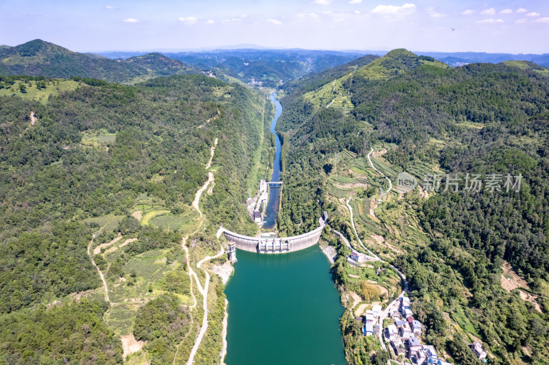 湖南湘西凤凰古城长潭岗水利风景区航拍图