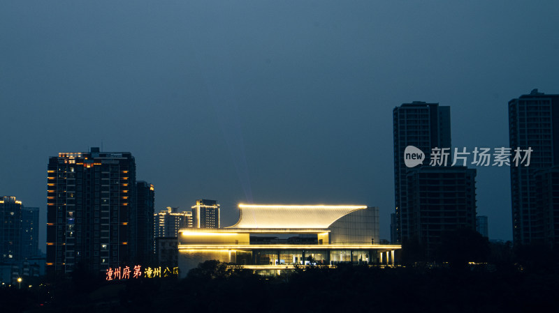 涪江城市夜景全景风光