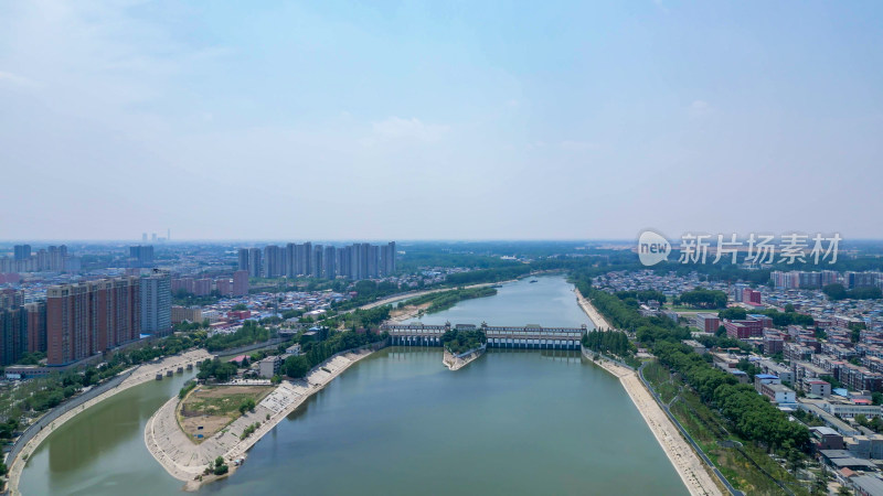 航拍周口大景沙颍河风光