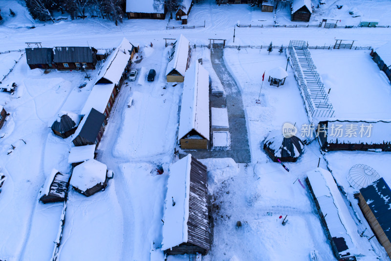 新疆阿勒泰白哈巴村冬季雪景