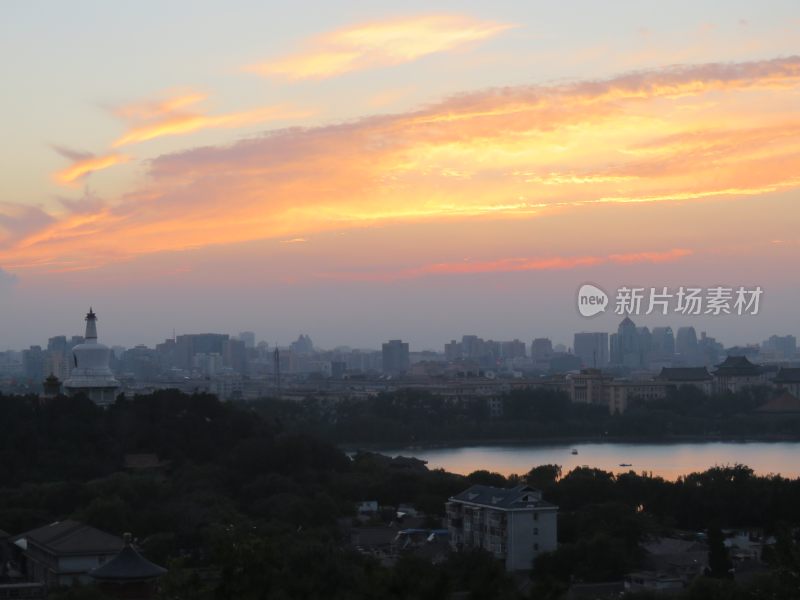 北京景山公园日落风景