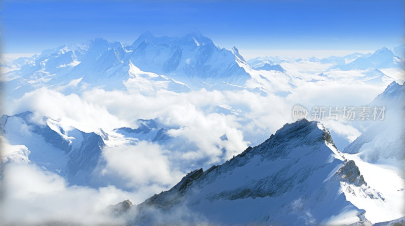 唯美小清新高山雪山云层电脑壁纸背景