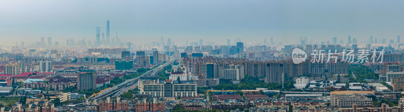 航拍上海陆家嘴城市天际线全景图