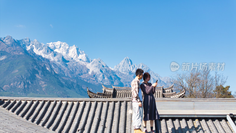 春节期间云南丽江白沙古镇综合场景