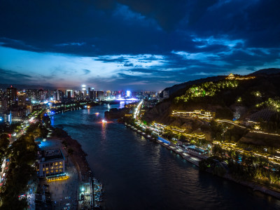 中国甘肃兰州城市夜景