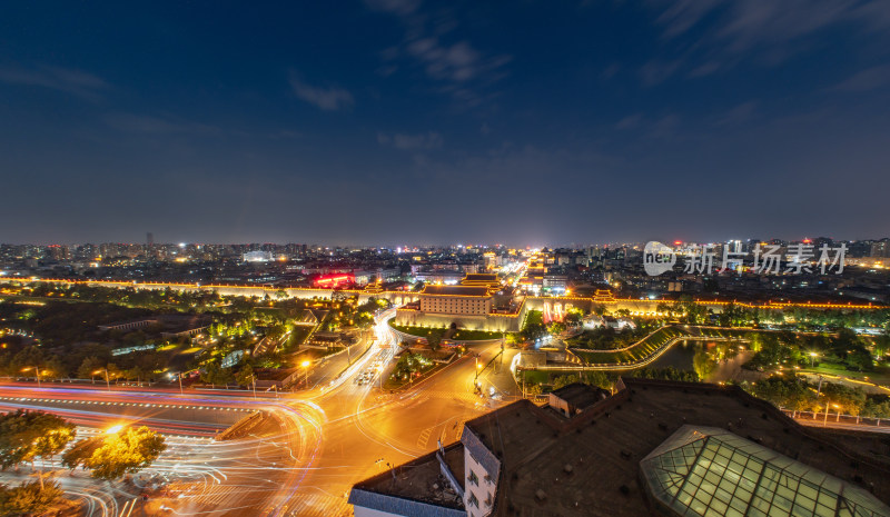 西安古城墙黄昏城市景观