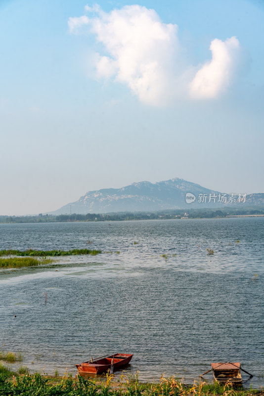 夏天的邹城孟子湖湿地湖泊自然景观