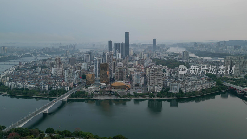 广西柳州城市清晨航拍