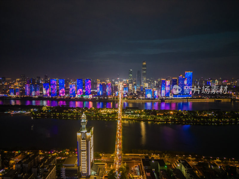 湖南长沙橘子洲大桥夜景湘江夜景