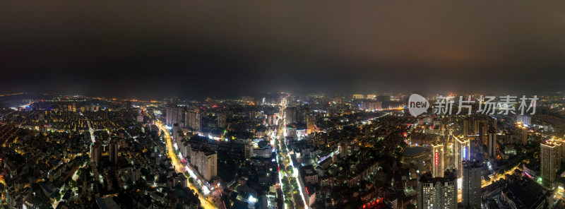 广西钦州城市夜景航拍全景图