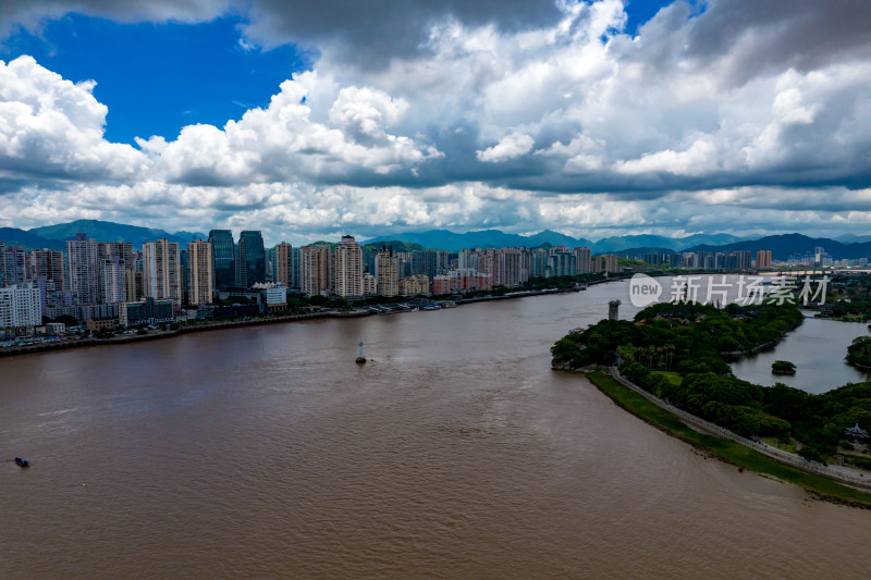 浙江欧洲瓯江江心屿航拍摄影图