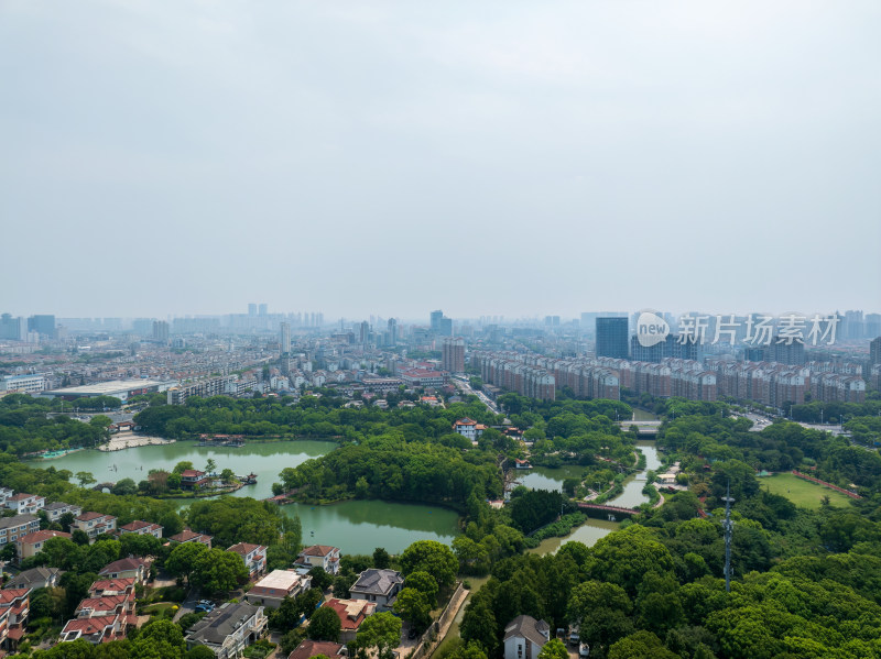 夏季白天航拍苏州张家港河南禅寺佛教建筑