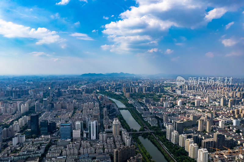 杭州城市建设西湖风光航拍图