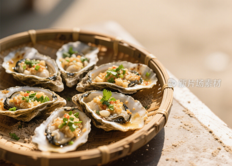 生蚝烤生蚝清蒸生蚝海鲜餐饮美食