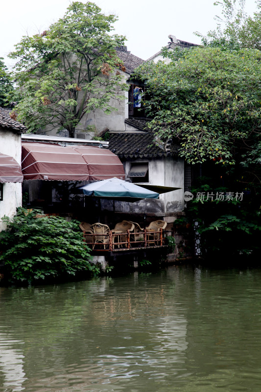 中式古建筑庭院全景风貌苏州平江路