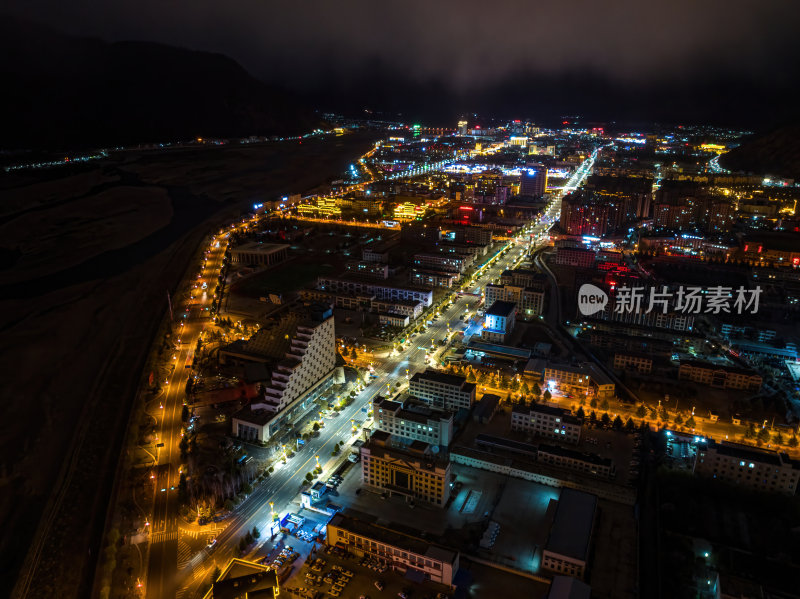 西藏林芝地区八一镇现代化都市航拍