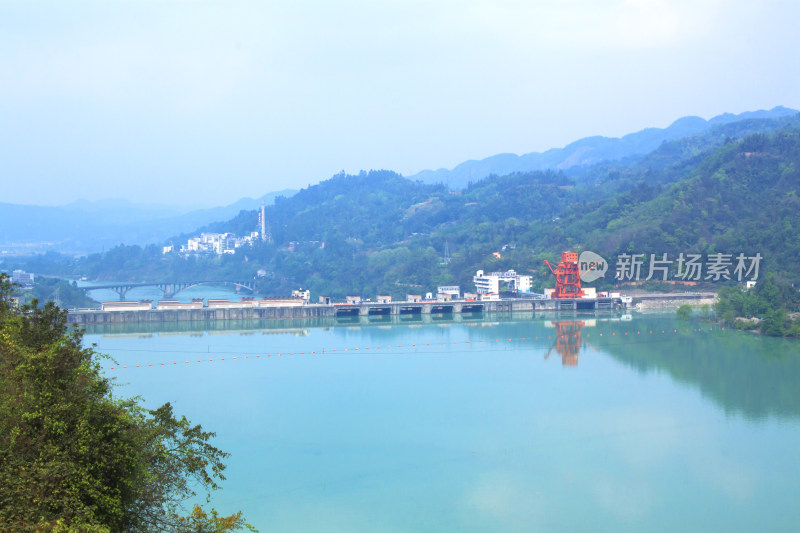 河流湖泊堤坝风景背景自然户外