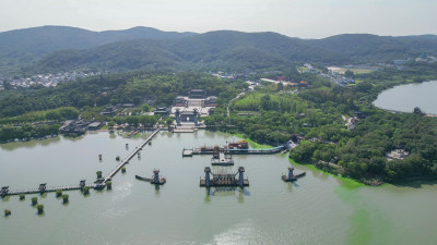 航拍江苏无锡三国水浒景区5A景区