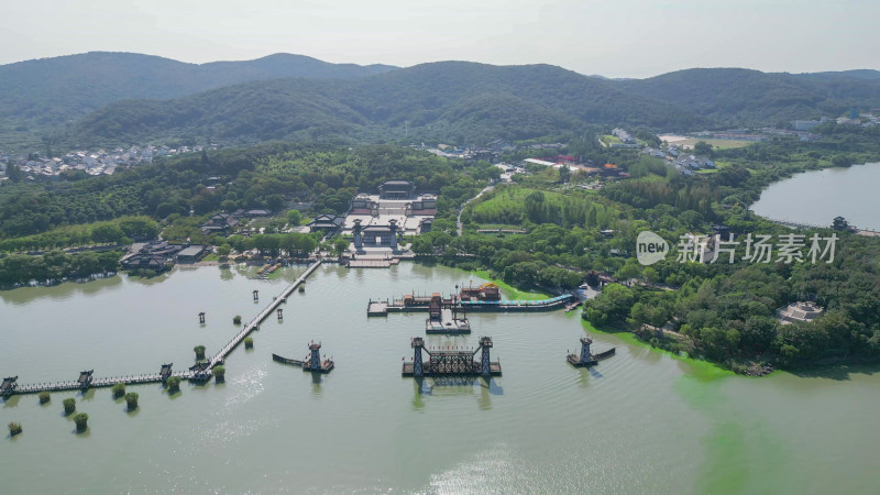 航拍江苏无锡三国水浒景区5A景区