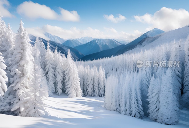 冬季森林白雪覆盖风景