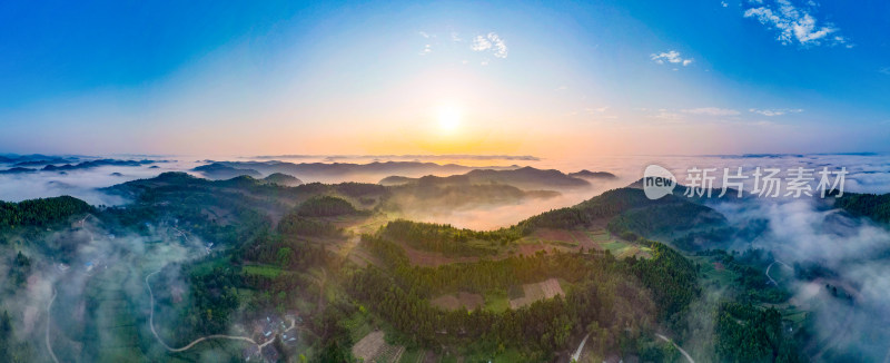 航拍四川南充嘉陵仙境金宝早晨